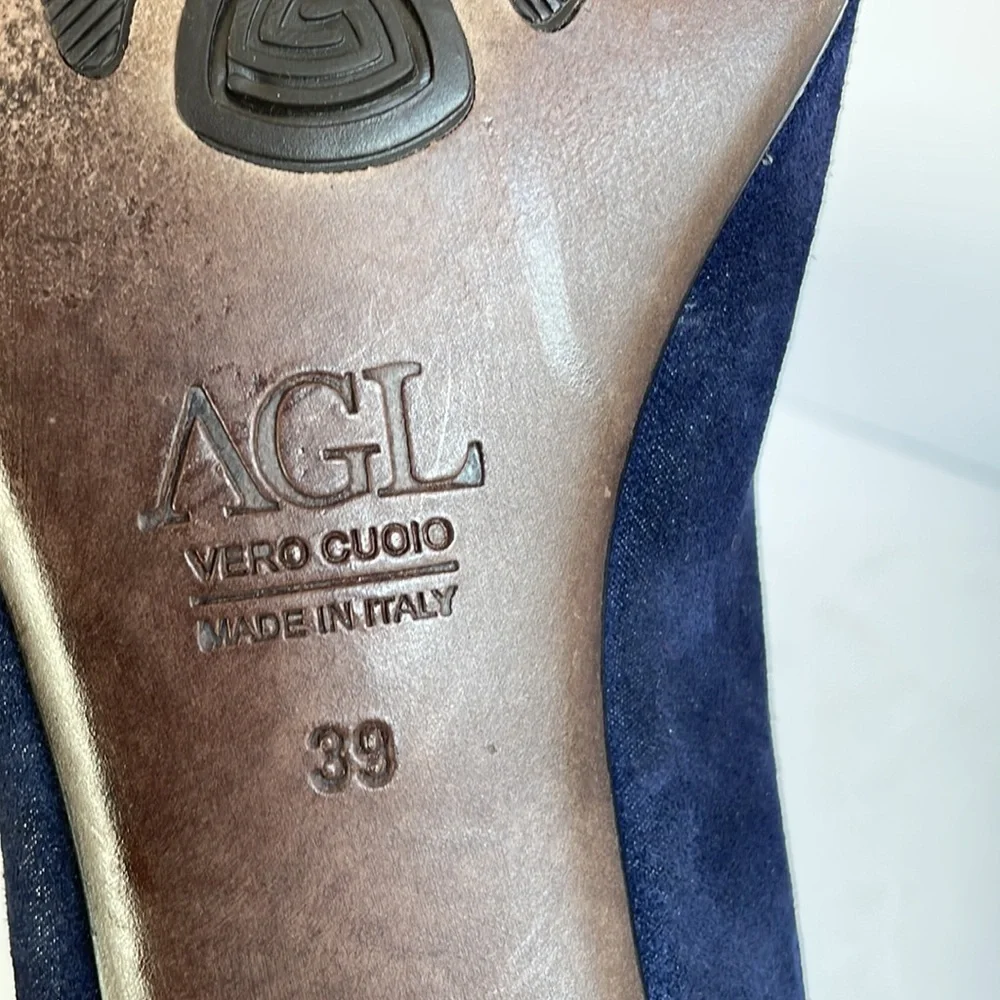 AGL navy blue suede point toe heels size 39